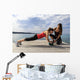 Young woman doing push-ups on a medicine ball with a coach Wall Decal