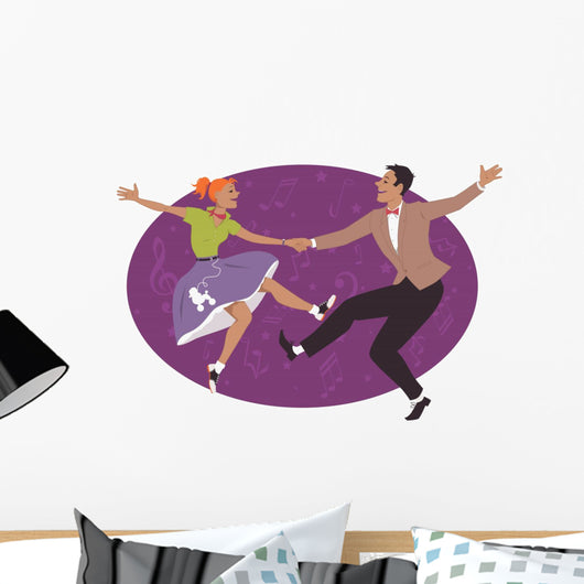 Couple dancing 1950s style rock and roll Wall Decal