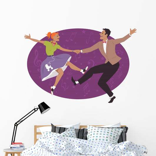 Couple dancing 1950s style rock and roll Wall Decal