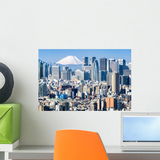 Tokyo im Winter mit Fujiyama im Hintergrund Wall Decal