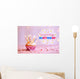 Delicious birthday cupcake on table on bright background Wall Decal