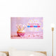 Delicious birthday cupcake on table on bright background Wall Decal