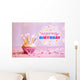 Delicious birthday cupcake on table on bright background Wall Decal