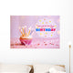 Delicious birthday cupcake on table on bright background Wall Decal