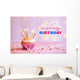Delicious birthday cupcake on table on bright background Wall Decal