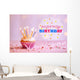 Delicious birthday cupcake on table on bright background Wall Decal