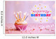 Delicious birthday cupcake on table on bright background Wall Decal