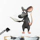 Smiling cartoon mouse reading a book. Wall Decal