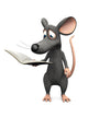 Smiling cartoon mouse reading a book. Wall Decal