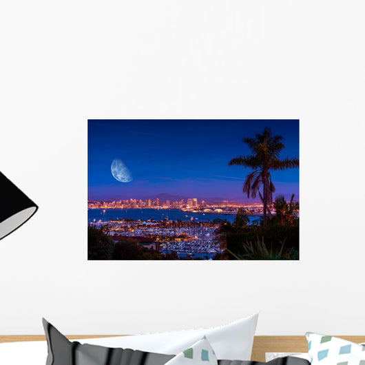 San Diego Night with Moon Wall Decal