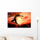 Composite image of side view of a sporty young woman stretching Wall Decal