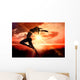 Composite image of side view of a sporty young woman stretching Wall Decal