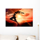 Composite image of side view of a sporty young woman stretching Wall Decal