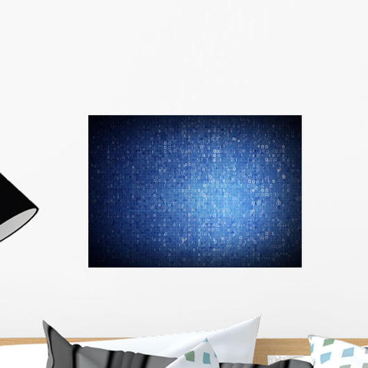 blue binary background Wall Decal