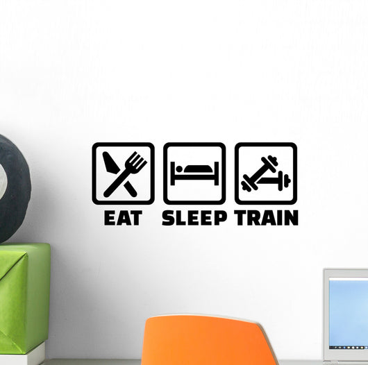 Eat Sleep Train Bodybuilding Wall Decal