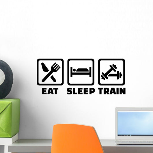 Eat Sleep Train Bodybuilding Wall Decal