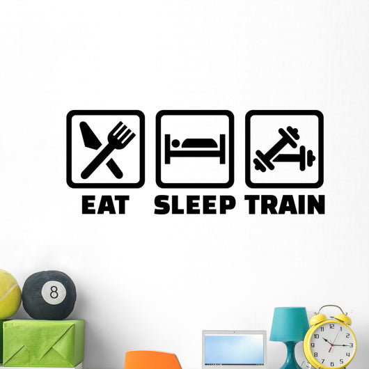 Eat Sleep Train Bodybuilding Wall Decal
