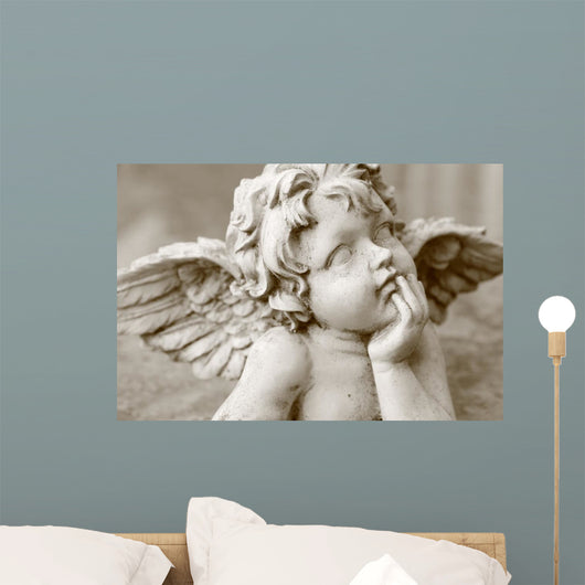 image of cherub figurine in sepia Wall Decal