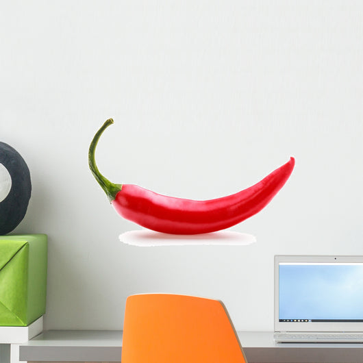 red chili or chilli cayenne pepper isolated on white background Wall Decal
