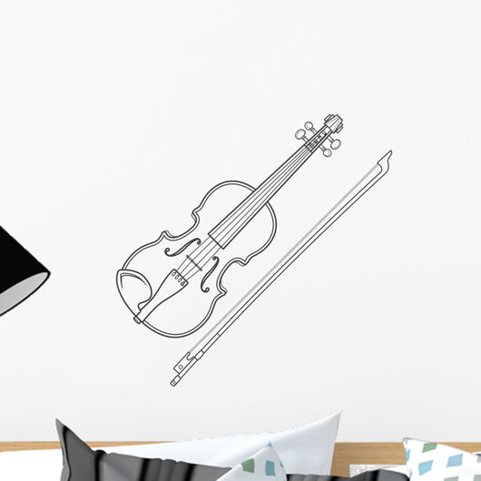 vector grey outline vector violin fiddle bow on white background Wall Decal