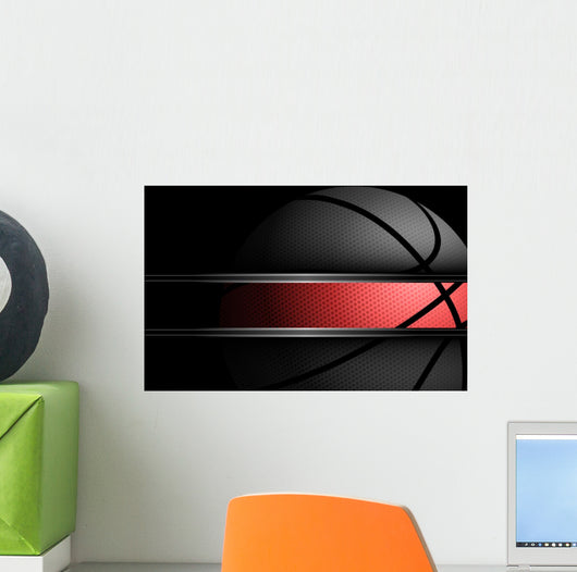 Basketball on black background Wall Decal
