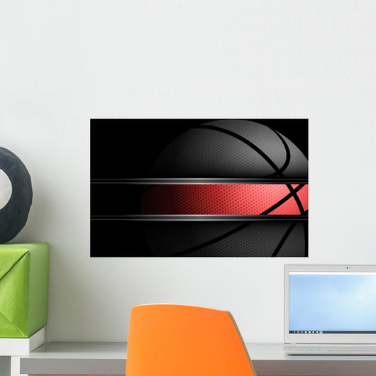 Basketball on black background Wall Decal