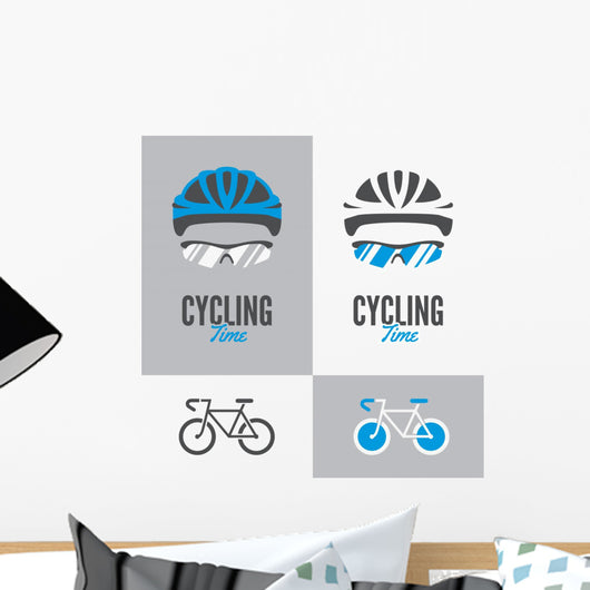 Bicycle, cycling helmet and glasses Wall Decal