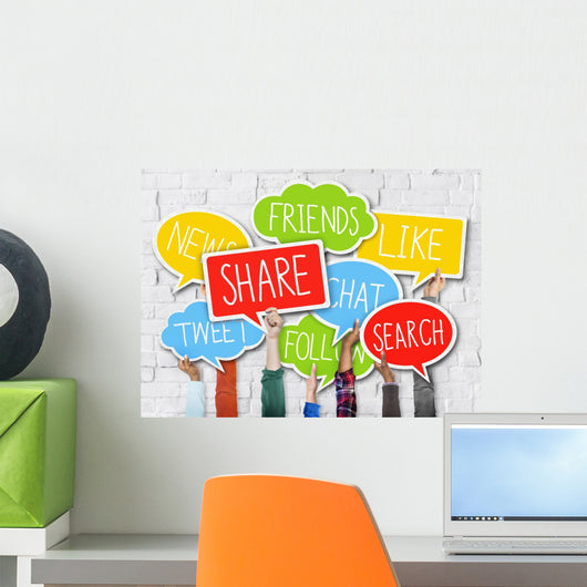 Hands Holding Colorful Speech Wall Decal