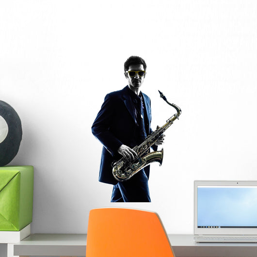 man saxophonist playing saxophone player silhouette Wall Decal