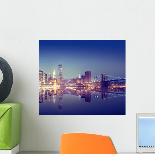 New York City Lights Scenic Bridge View Concept Wall Decal