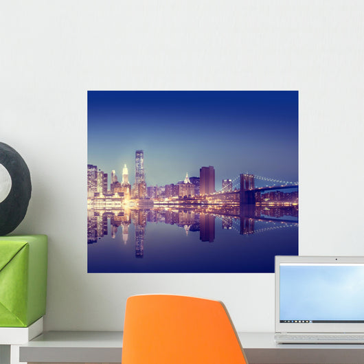 New York City Lights Scenic Bridge View Concept Wall Decal