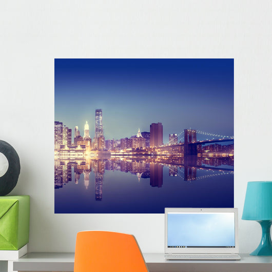 New York City Lights Scenic Bridge View Concept Wall Decal