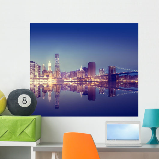 New York City Lights Scenic Bridge View Concept Wall Decal