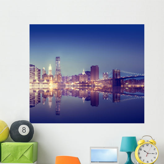 New York City Lights Scenic Bridge View Concept Wall Decal