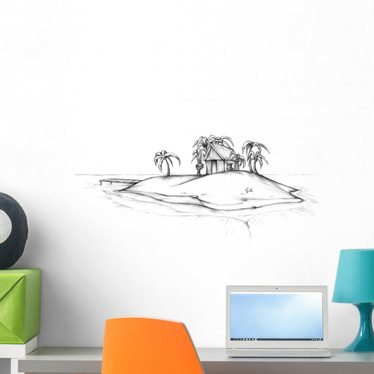 Hütte auf einer einsamen Insel Wall Decal