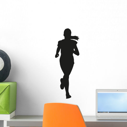 Running young girl vector silhouette Wall Decal
