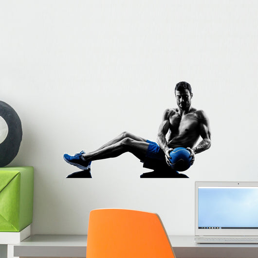 man exercising fitness weights exercises silhouette Wall Decal