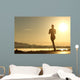Runner woman silhouette running at sunset Wall Decal