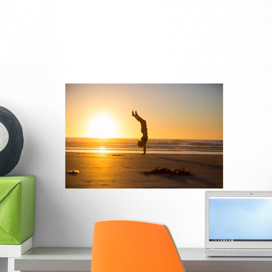 Handstand by the beach Wall Decal