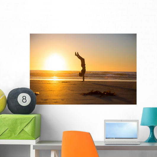 Handstand by the beach Wall Decal