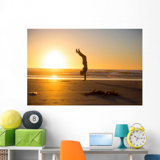 Handstand by the beach Wall Decal