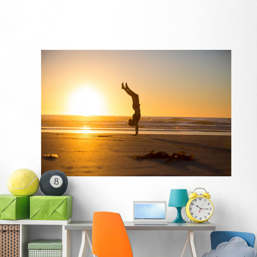 Handstand by the beach Wall Decal