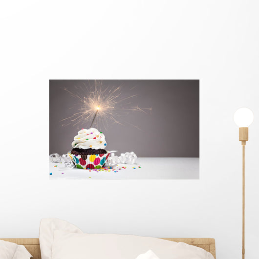 Birthday Sparkler Cupcake Wall Decal