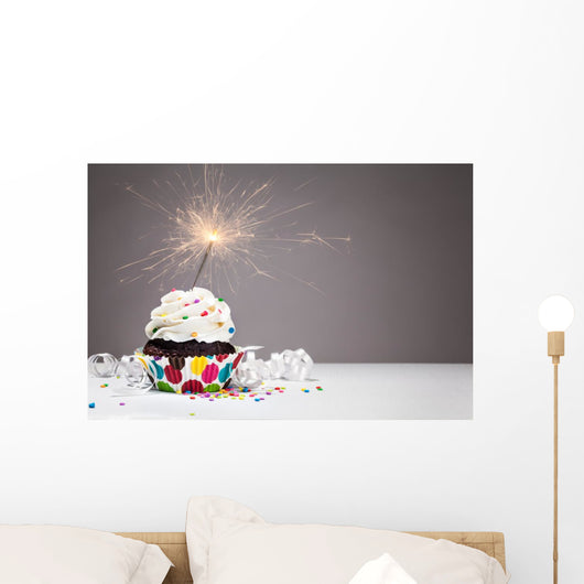 Birthday Sparkler Cupcake Wall Decal