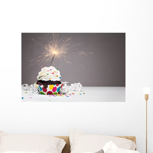 Birthday Sparkler Cupcake Wall Decal