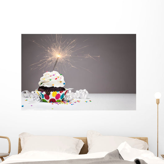 Birthday Sparkler Cupcake Wall Decal
