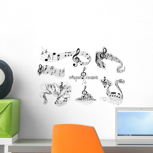 Abstract music staves with notes Wall Decal