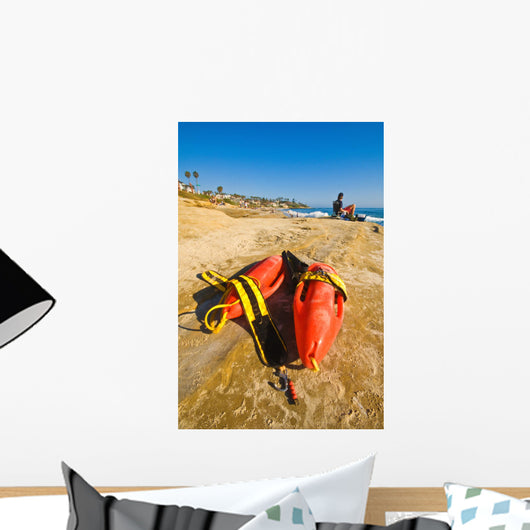 Lifeguard rescue cans (buoys), San Diego beach Wall Decal