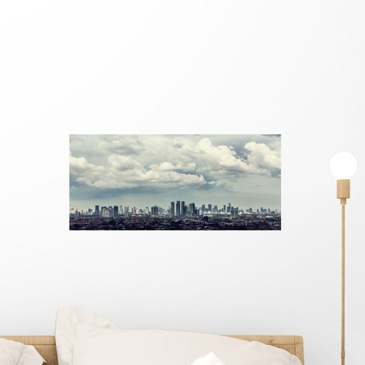 Jakarta city view with Kampung in foreground Wall Decal
