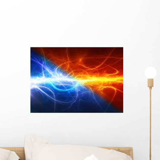 Fire and ice abstract lightning background Wall Mural